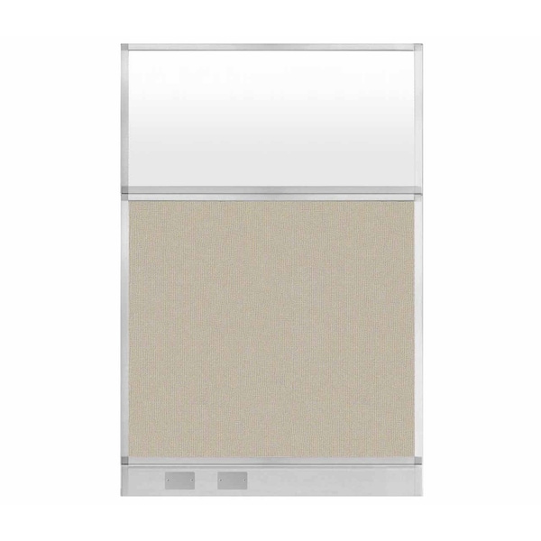 Hush Panel Configurable Cubicle Partition 4' x 6' Sand Fabric Frosted Window w/ Cable Channel
